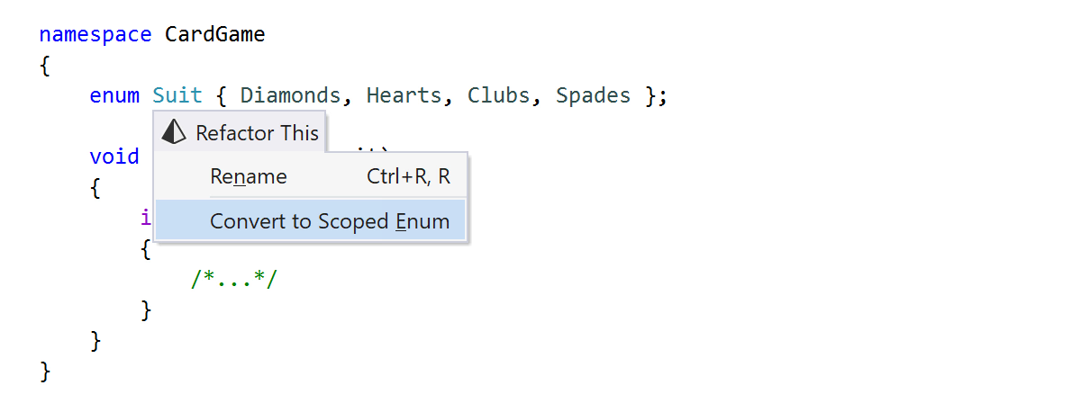 JetBrains&nbsp;Rider: Convert to Scoped Enum